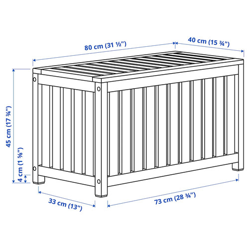 NÄMMARÖ Storage box, light brown stained indoor/outdoor, 80x40x45cm