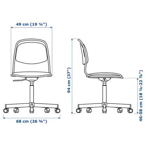 MICKE/ÖRFJÄLL / KALLAX Desk and storage combination, and swivel chair white/blue/black