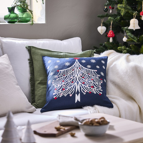 VINTERFINT Cushion cover, Christmas tree dark blue, 50x50 cm