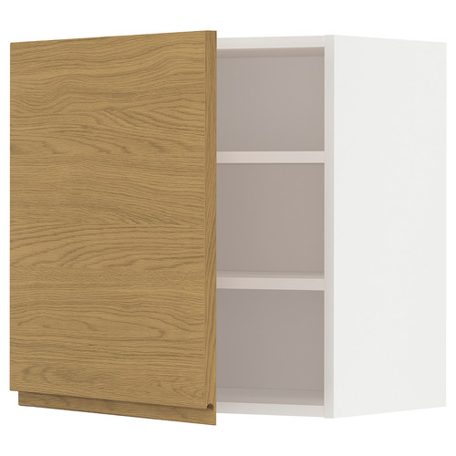 METOD Wall cabinet with shelves, white/Voxtorp oak effect, 60x60 cm