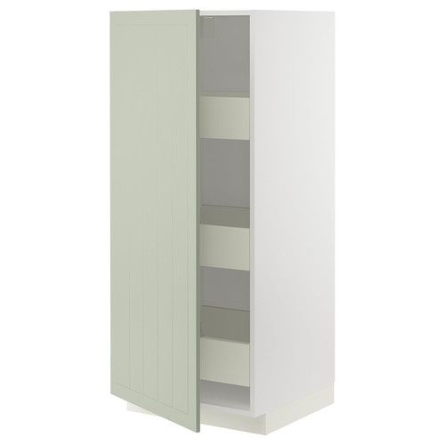 METOD / MAXIMERA High cabinet with drawers, white/Stensund light green, 60x60x140 cm