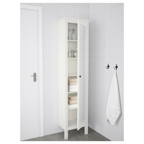 HEMNES High cabinet with mirror door, white, 49x31x200 cm