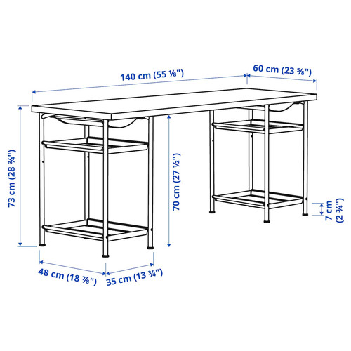 LAGKAPTEN / SPÄND Desk, white/anthracite, 140x60 cm