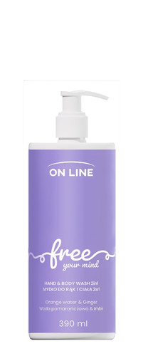 ON LINE Hand & Body Wash 2in1 Free Orange Water & Ginger Vegan 390ml