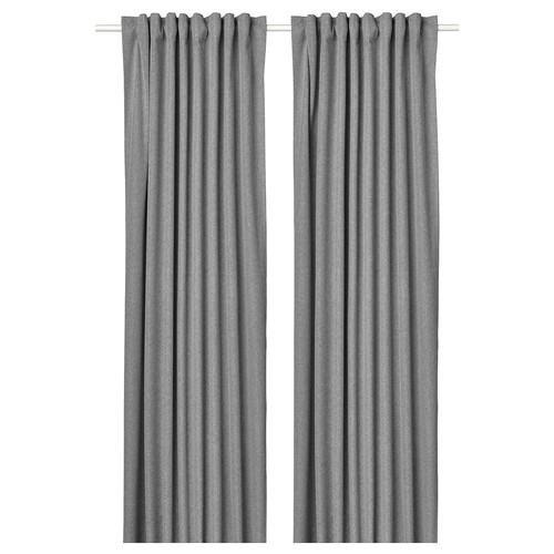 ROSENMANDEL Block-out curtains, 1 pair, grey, 135x300 cm