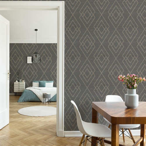 GoodHome Vinyl Wallpaper on Fleece Andal, grey