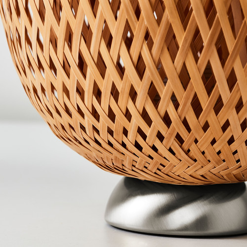 BÖJA Table lamp, nickel-plated, bamboo rattan