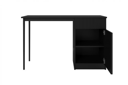 Desk with Drawer Nicole 120 cm, matt black, black legs