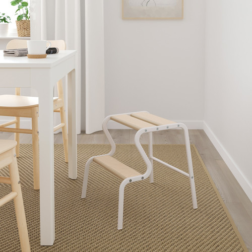 GRUBBAN Step stool, white, birch