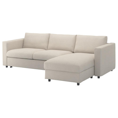 VIMLE 3-seat sofa-bed with chaise longue, Gunnared beige