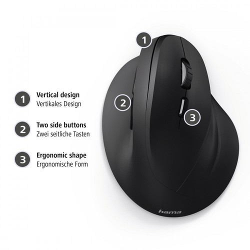 Hama Ergonomic Optical Wireless Mouse EMW--500, black