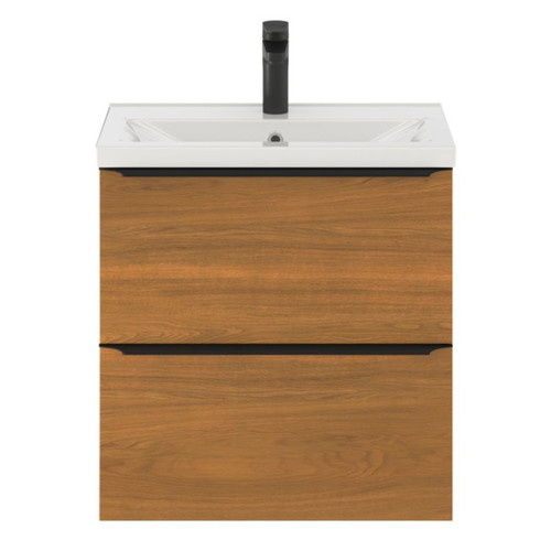 Goodhome Wall-mounted Basin Cabinet Imandra Slim 60cm, walnut