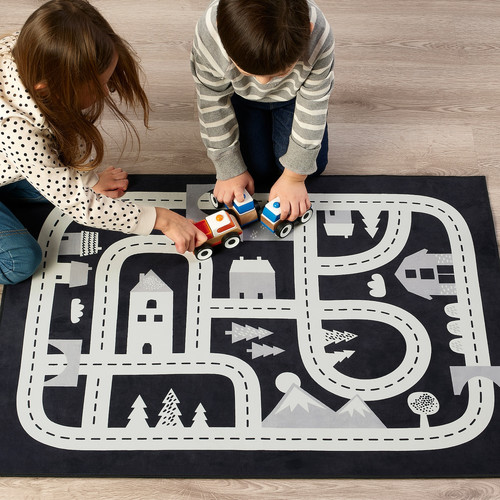 MARKKRYPARE Rug, dark grey, 74x100 cm