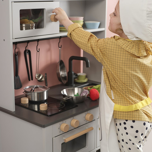 SILLTRUT Kitchen for children, grey, 68x40x100 cm