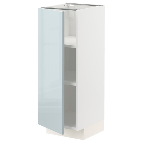 METOD Base cabinet with shelves, white/Kallarp light grey-blue, 30x37 cm