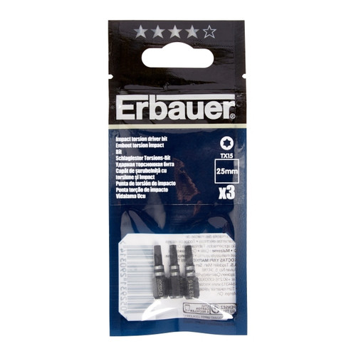 Erbauer Impact Bits 25 mm TX15, 3 pack