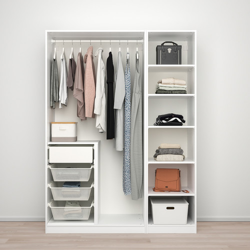 PAX / TYSSEDAL Wardrobe combination, white/mirror glass, 150x60x201 cm