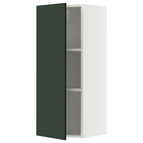 METOD Wall cabinet with shelves, white/Havstorp deep green, 40x100 cm