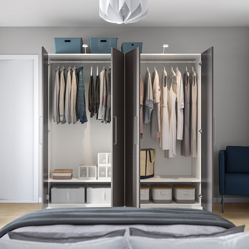 PAX / MERÅKER Wardrobe, white/dark grey, 200x60x201 cm