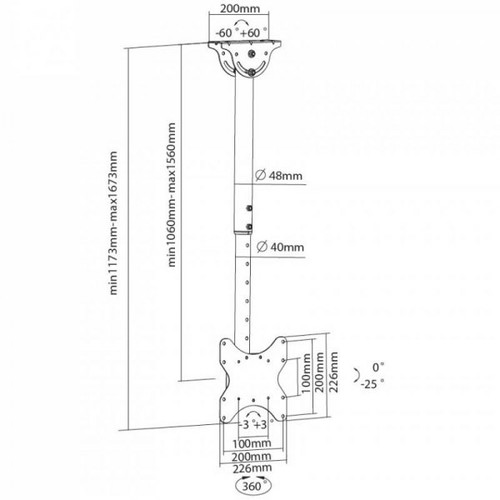 Adjustable TV Ceiling Mount 23-42" Max 50kg 