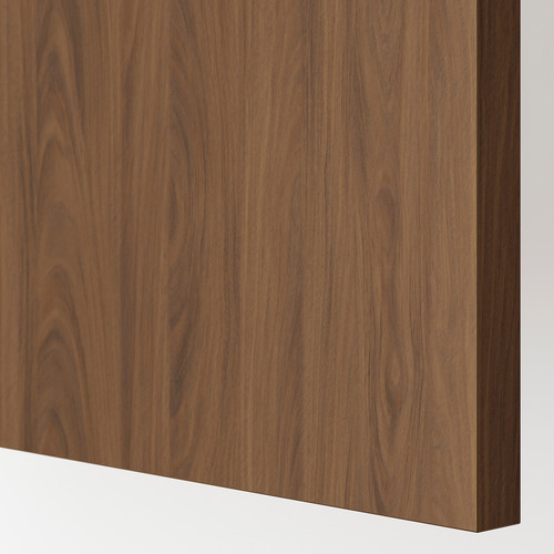 METOD Corner wall cabinet with shelves, white/Tistorp brown walnut effect, 68x60 cm