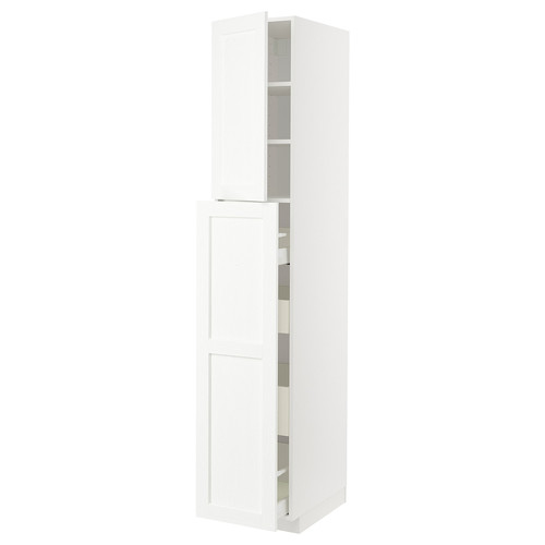 METOD / MAXIMERA Hc w p-o func 4drw/1dr/2shlv, white Enköping/white wood effect, 40x60x220 cm