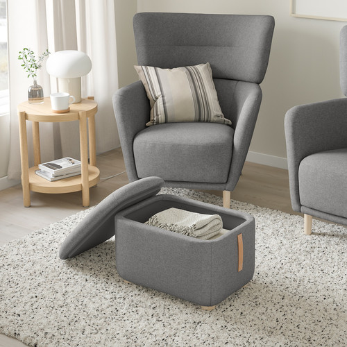 OSKARSHAMN Footstool with storage, Tibbleby beige/grey