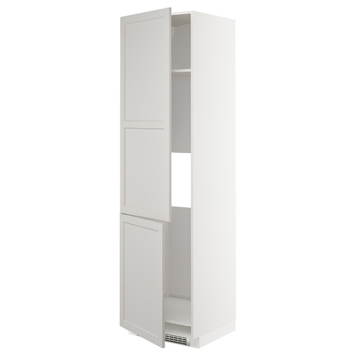 METOD High cab f fridge/freezer w 2 doors, white/Lerhyttan light grey, 60x60x220 cm