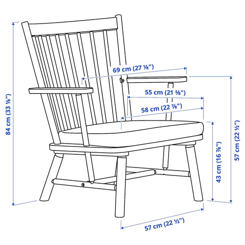 PERSBOL Armchair, birch/Tibbleby beige/grey