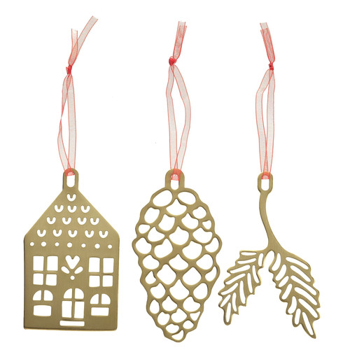 VINTERFINT Tree ornament set of 3, gold-colour