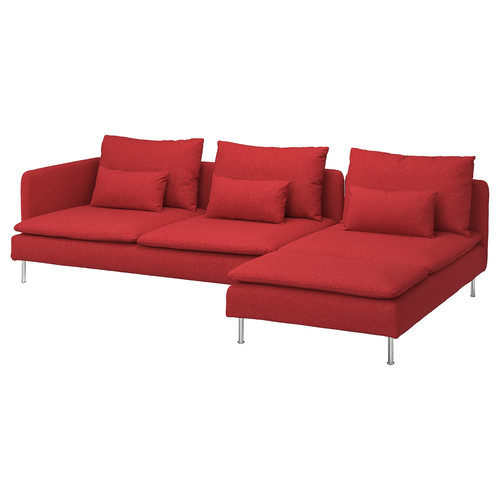 SÖDERHAMN 4-seat sofa with chaise longue, Tonerud red