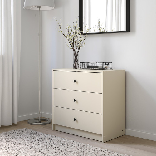 GURSKEN Chest of 3 drawers, light beige, 69x67 cm