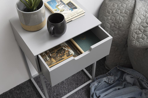 Nightstand Bedside Table Mitra, grey