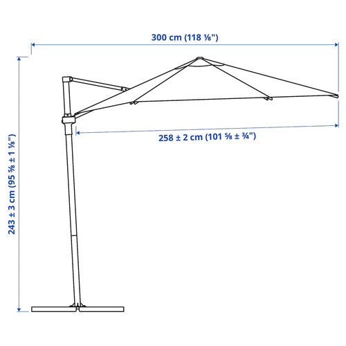 HÖGÖN Parasol, hanging, white, 270 cm