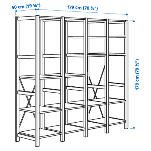 IVAR 4 sections/shelves, pine, 179x50x179 cm