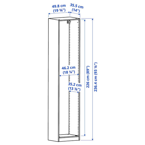 PAX Wardrobe frame, dark grey, 50x35x236 cm