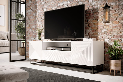 TV Cabinet Asha 167 cm, metal legs, high-gloss white