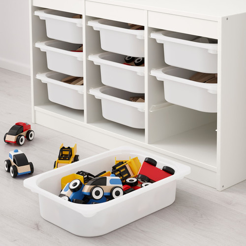 TROFAST Storage combination with boxes, white, white, 99x44x56 cm