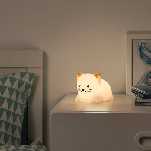 TÖVÄDER LED night light, cat battery-operated