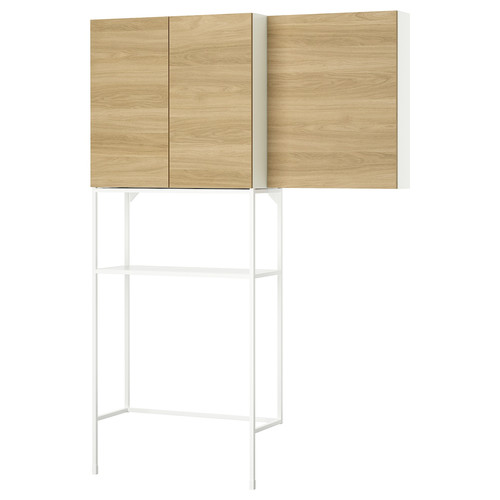 ENHET Storage combination, white/oak, 140x32x204 cm