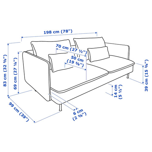SÖDERHAMN 3-seat sofa, Viarp beige/brown