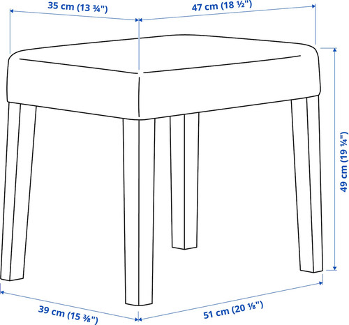 SAKARIAS Stool, black/Kvillsfors, 39x51x49 cm