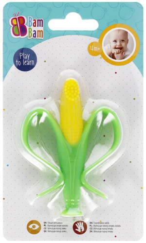 Bam Bam Soft Silicone Teether Brush Corn 4m+