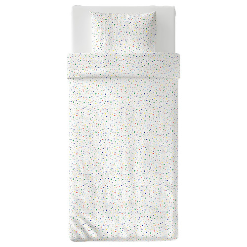 MÖJLIGHET Quilt cover and pillowcase, white, patterned, 150x200/50x60 cm