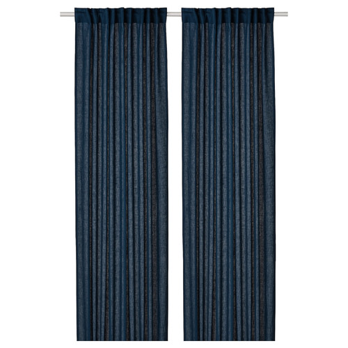 DYTÅG Curtains, 1 pair, dark blue, 145x300 cm