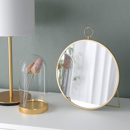 GRYTÅS Mirror, gold-colour, 25 cm
