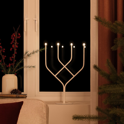 FRÖJDA LED 4-armed candelabra, metal/white, 46 cm