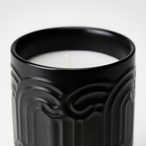 SÖTRÖNN Scented candle in ceramic jar, matcha tea & ginger/black, 45 hr