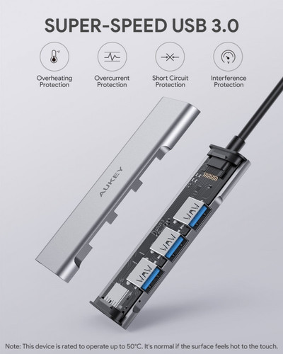 Aukey USB-C HUB 4in1 4xUSB 3.0 CB-C94 Aluminium