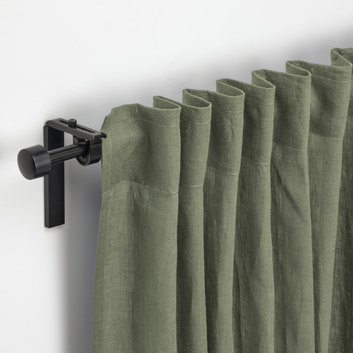 DYTÅG Curtains, 1 pair, grey-green, 145x300 cm